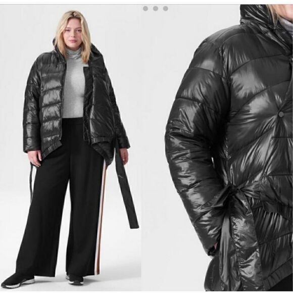 UNIVERSAL STANDARD | blue black kanda asymmetrical puffer coat S NWT $248 - Picture 1 of 16